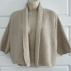 LOFT Womens Sweater Size XSmall Gold Sparkle Beige Silver Cardigan Ann Taylor